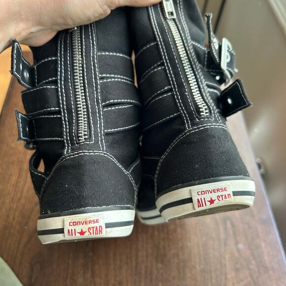 Converse Chuck Taylor Sydney black red buckles no laces women’s size 8 - Picture 5 of 8